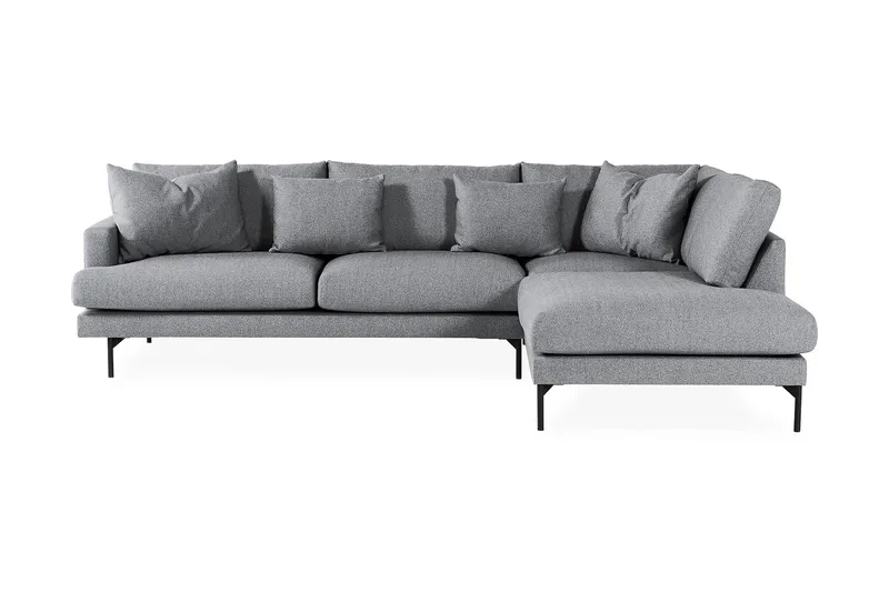 Menard 4-seters Høyrevendt Dyp L-formet Sjeselongsofa i Stoff - Grå - Møbler - Sofaer - Sofaer med sjeselong - 4 seters sofa med divan
