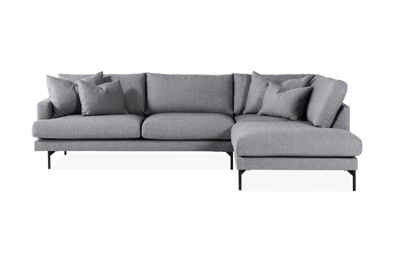 Menard 4-seters Høyrevendt Dyp L-formet Sjeselongsofa i Stoff - Grå - Møbler - Sofaer - Sofaer med sjeselong - 4 seters sofa med divan
