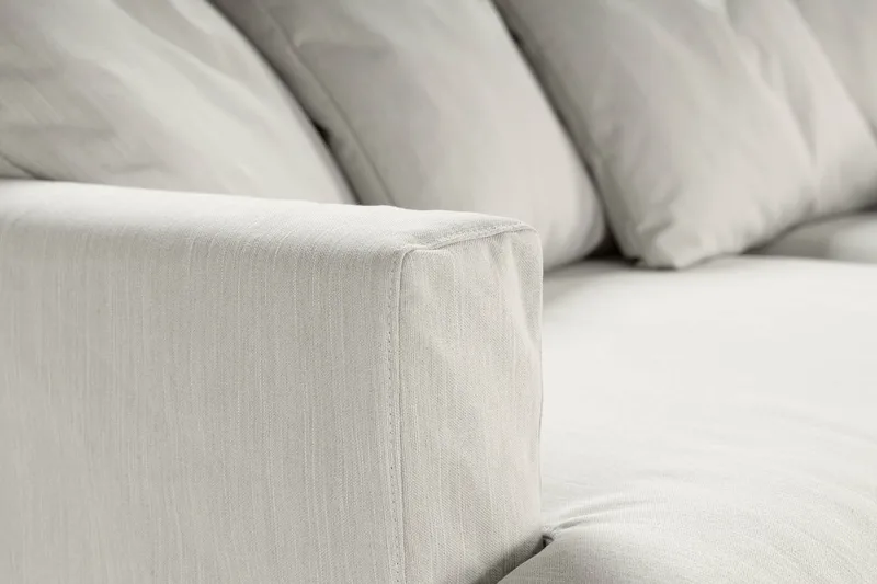 Menard 4-seters Høyrevendt Dyp L-formet Sjeselongsofa i Stoff - Lys grå - Møbler - Sofaer - Sofaer med sjeselong - 4 seters sofa med divan