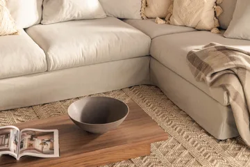 Menard 4-seters Høyrevendt Dyp L-formet Sjeselongsofa i Stoff - Lys grå - Møbler - Sofaer - Sofaer med sjeselong - 4 seters sofa med divan