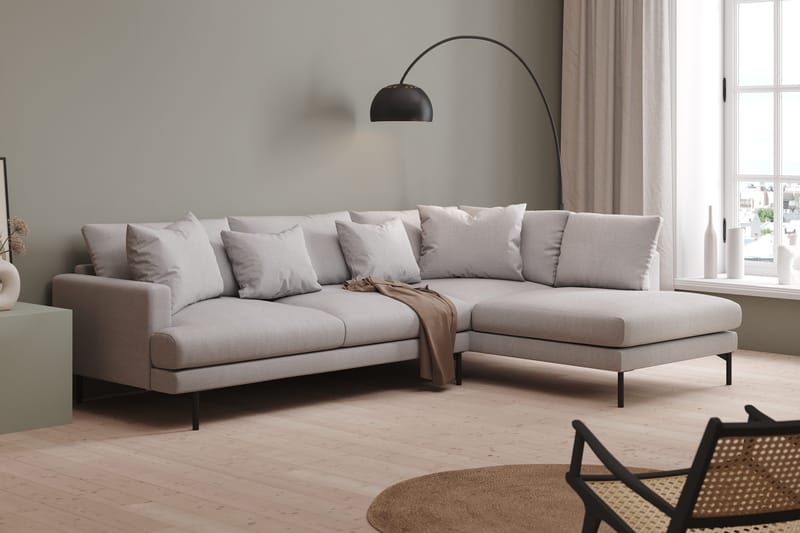 Menard 4-seters Høyrevendt Dyp L-formet Sjeselongsofa i Stoff - Lys grå - Møbler - Sofaer - Sofaer med sjeselong - 4 seters sofa med divan