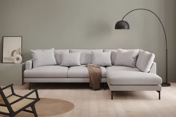 Menard 4-seters Høyrevendt Dyp L-formet Sjeselongsofa i Stoff - Lys grå - Møbler - Sofaer - Sofaer med sjeselong - 4 seters sofa med divan