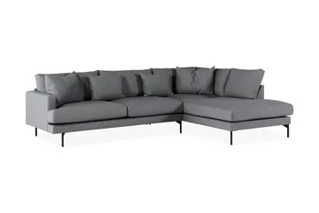 Menard 4-seters Høyrevendt Dyp L-formet Sjeselongsofa i Stoff - Mørk grå - Møbler - Sofaer - Sofaer med sjeselong - 4 seters sofa med divan