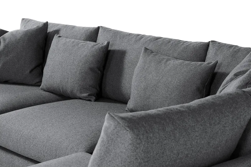 Menard 4-seters Høyrevendt Dyp L-formet Sjeselongsofa i Stoff - Mørk grå - Møbler - Sofaer - Sofaer med sjeselong - 4 seters sofa med divan