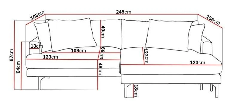 Menard 4-seters Høyrevendt L-formet Divansofa i Manchester - Brun - Møbler - Sofaer - Sofaer med sjeselong - 4 seters sofa med divan