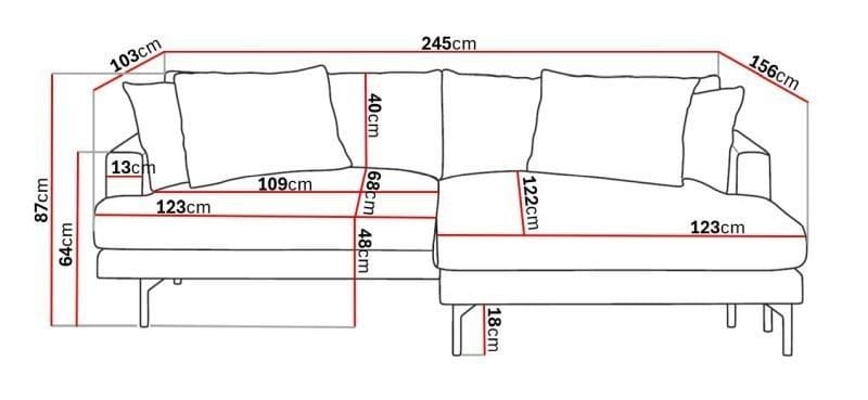 Menard 4-seters Høyrevendt L-formet Divansofa i Stoff - Beige - Møbler - Sofaer - Sofaer med sjeselong - 4 seters sofa med divan
