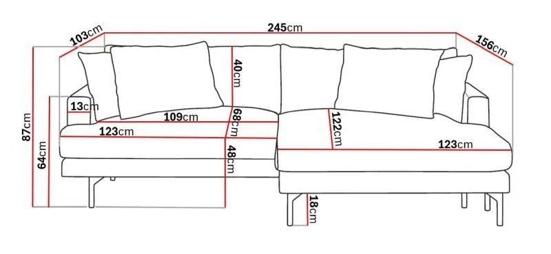 Menard 4-seters Høyrevendt L-formet Divansofa i Stoff - Brun - Møbler - Sofaer - Sofaer med sjeselong - 4 seters sofa med divan