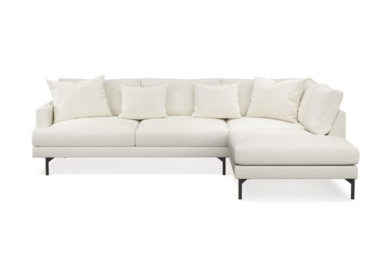 Menard 4-seters Høyrevendt L-formet Sjeselongsofa i Bouclé - Hvit - Møbler - Sofaer - Sofaer med sjeselong - 4 seters sofa med divan