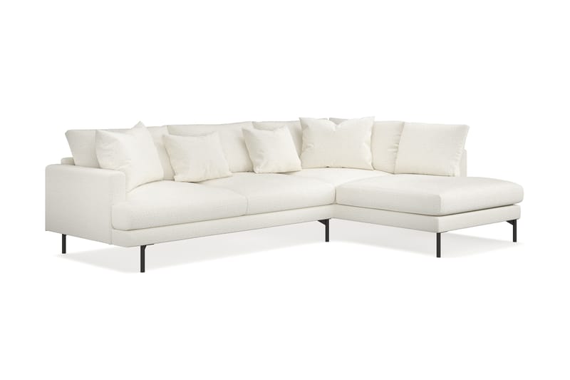 Menard 4-seters Høyrevendt L-formet Sjeselongsofa i Bouclé - Hvit - Møbler - Sofaer - Sofaer med sjeselong - 4 seters sofa med divan