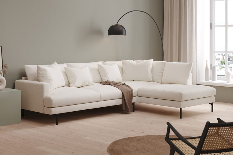 Menard 4-seters Høyrevendt L-formet Sjeselongsofa i Bouclé - Hvit - Møbler - Sofaer - Sofaer med sjeselong - 4 seters sofa med divan