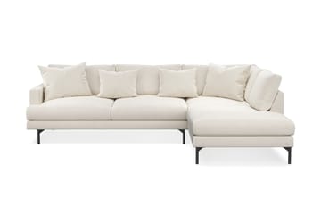 Menard 4-seters Høyrevendt L-formet Sjeselongsofa i Fløyel - Kremhvit - Møbler - Sofaer - Sofaer med sjeselong - 4 seters sofa med divan