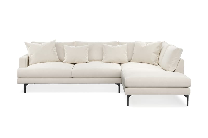 Menard 4-seters Høyrevendt L-formet Sjeselongsofa i Fløyel - Kremhvit - Møbler - Sofaer - Sofaer med sjeselong - 4 seters sofa med divan