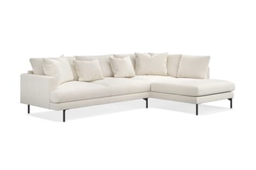 Menard 4-seters Høyrevendt L-formet Sjeselongsofa i Fløyel - Kremhvit - Møbler - Sofaer - Sofaer med sjeselong - 4 seters sofa med divan