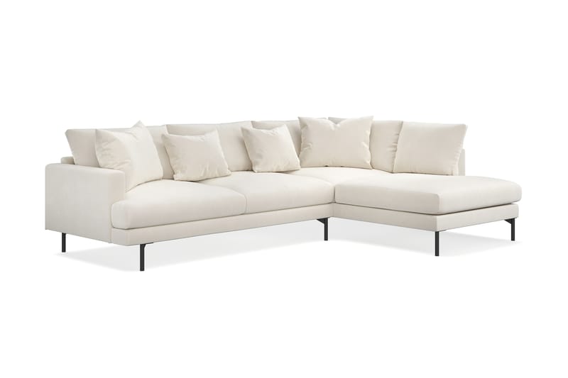 Menard 4-seters Høyrevendt L-formet Sjeselongsofa i Fløyel - Kremhvit - Møbler - Sofaer - Sofaer med sjeselong - 4 seters sofa med divan