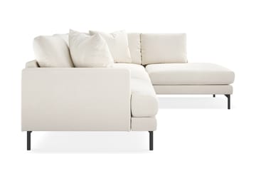 Menard 4-seters Høyrevendt L-formet Sjeselongsofa i Fløyel - Kremhvit - Møbler - Sofaer - Sofaer med sjeselong - 4 seters sofa med divan