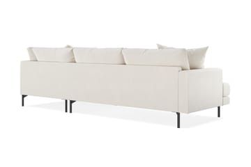Menard 4-seters Høyrevendt L-formet Sjeselongsofa i Fløyel - Kremhvit - Møbler - Sofaer - Sofaer med sjeselong - 4 seters sofa med divan