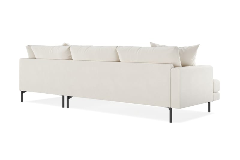 Menard 4-seters Høyrevendt L-formet Sjeselongsofa i Fløyel - Kremhvit - Møbler - Sofaer - Sofaer med sjeselong - 4 seters sofa med divan