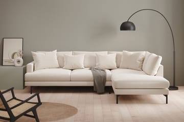 Menard 4-seters Høyrevendt L-formet Sjeselongsofa i Fløyel - Kremhvit - Møbler - Sofaer - Sofaer med sjeselong - 4 seters sofa med divan