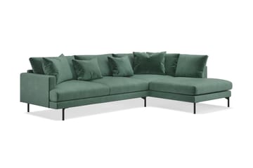 Menard 4-seters Høyrevendt L-formet Sjeselongsofa i Fløyel - Mørk grønn - Møbler - Sofaer - Sofaer med sjeselong - 4 seters sofa med divan