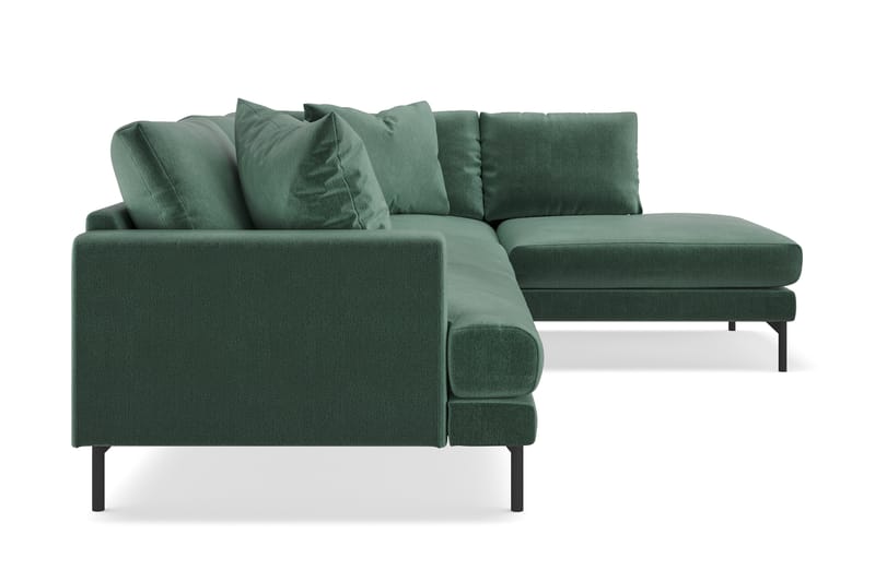 Menard 4-seters Høyrevendt L-formet Sjeselongsofa i Fløyel - Mørk grønn - Møbler - Sofaer - Sofaer med sjeselong - 4 seters sofa med divan
