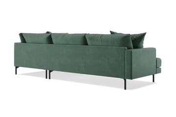 Menard 4-seters Høyrevendt L-formet Sjeselongsofa i Fløyel - Mørk grønn - Møbler - Sofaer - Sofaer med sjeselong - 4 seters sofa med divan
