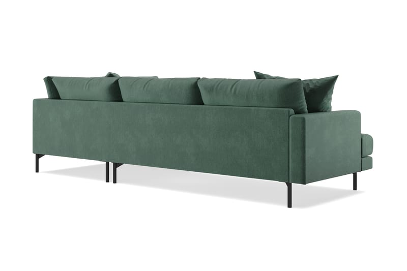 Menard 4-seters Høyrevendt L-formet Sjeselongsofa i Fløyel - Mørk grønn - Møbler - Sofaer - Sofaer med sjeselong - 4 seters sofa med divan
