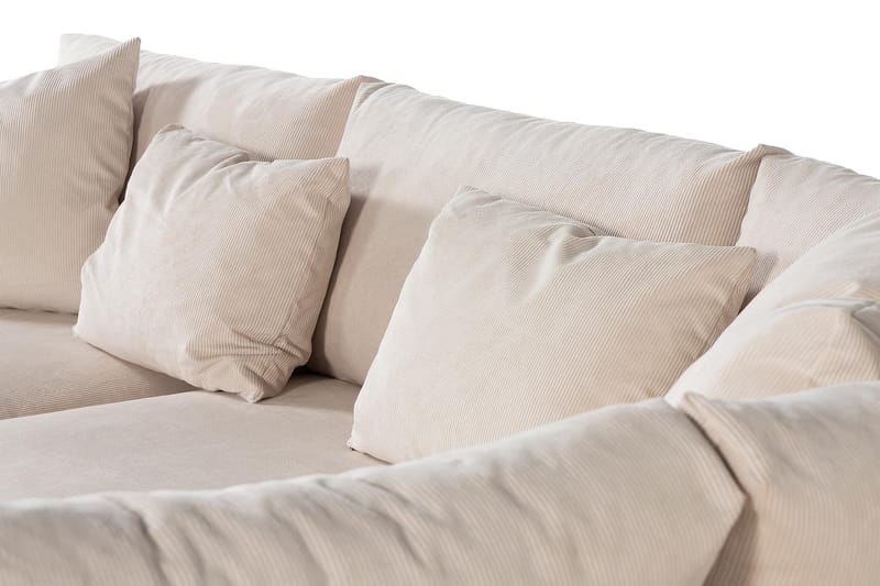Menard 4-seters Høyrevendt L-formet Sjeselongsofa i Manchester - Beige - Møbler - Sofaer - Sofaer med sjeselong - 4 seters sofa med divan