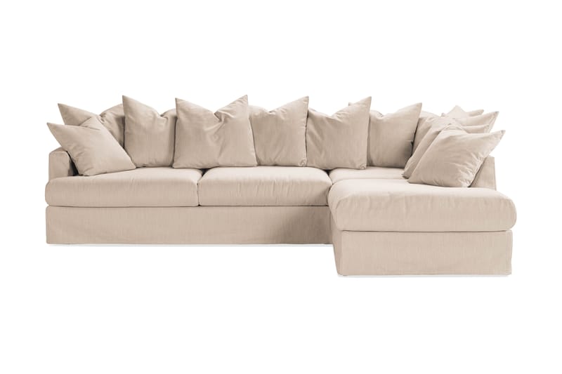 Menard 4-seters Høyrevendt L-formet Sjeselongsofa i Stoff - Beige - Møbler - Sofaer - Sofaer med sjeselong - 4 seters sofa med divan