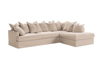 Menard 4-seters Høyrevendt L-formet Sjeselongsofa i Stoff - Beige - Møbler - Sofaer - Sofaer med sjeselong - 4 seters sofa med divan