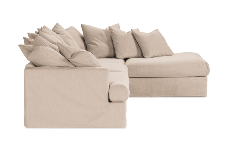 Menard 4-seters Høyrevendt L-formet Sjeselongsofa i Stoff - Beige - Møbler - Sofaer - Sofaer med sjeselong - 4 seters sofa med divan