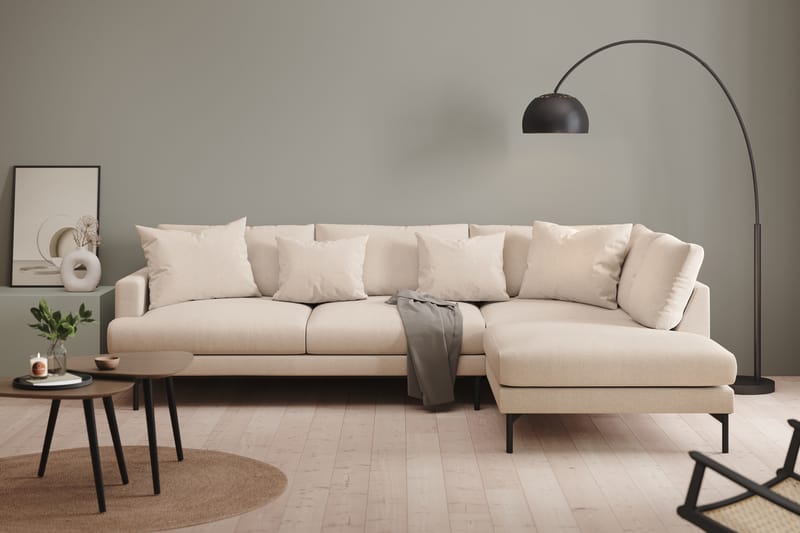 Menard 4-seters Høyrevendt L-formet Sjeselongsofa i Stoff - Beige - Møbler - Sofaer - Sofaer med sjeselong - 4 seters sofa med divan