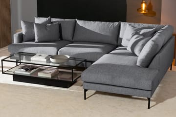 Menard 4-seters Høyrevendt L-formet Sjeselongsofa i Stoff - Grå - Møbler - Sofaer - Sofaer med sjeselong - 4 seters sofa med divan