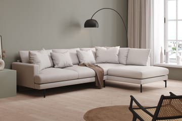 Menard 4-seters Høyrevendt L-formet Sjeselongsofa i Stoff - Hvit - Møbler - Sofaer - Sofaer med sjeselong - 4 seters sofa med divan