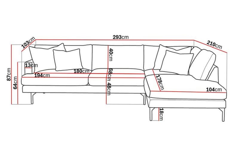 Menard 4-seters Høyrevendt L-formet Sjeselongsofa i Stoff - Lys grå - Møbler - Sofaer - Sofaer med sjeselong - 4 seters sofa med divan