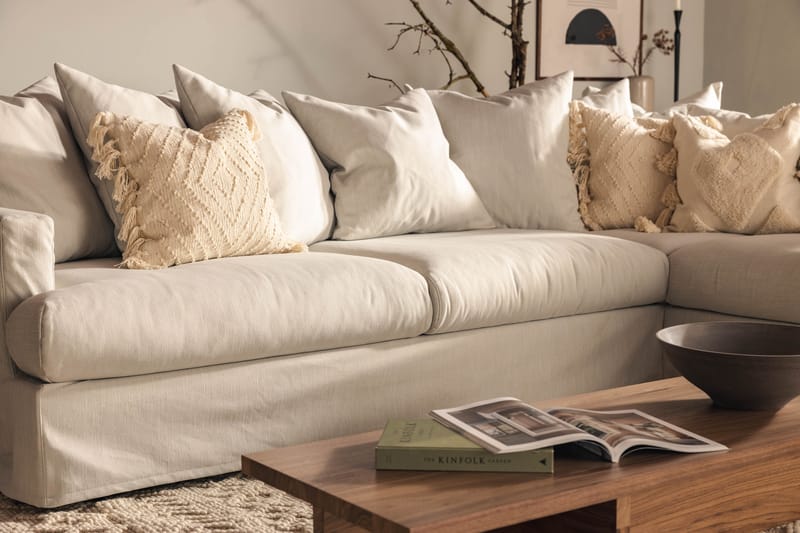 Menard 4-seters Høyrevendt L-formet Sjeselongsofa i Stoff - Lys grå - Møbler - Sofaer - Sofaer med sjeselong - 4 seters sofa med divan