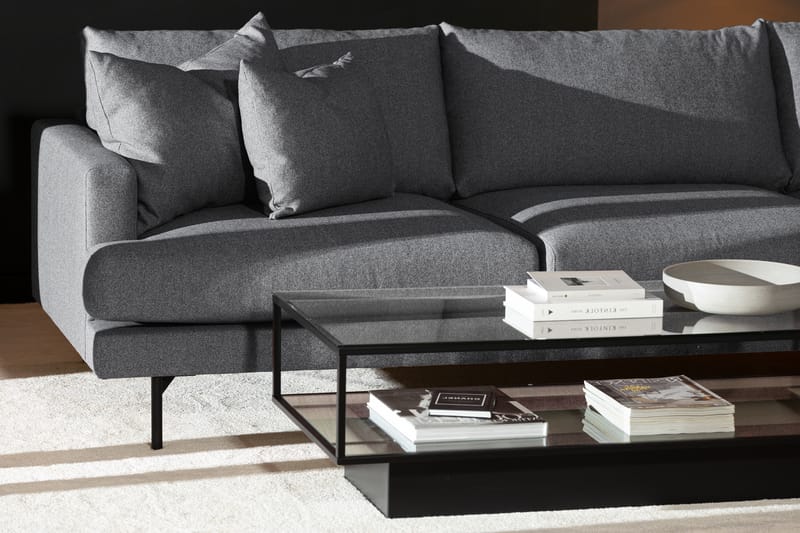 Menard 4-seters Høyrevendt L-formet Sjeselongsofa i Stoff - Mørk grå - Møbler - Sofaer - Sofaer med sjeselong - 4 seters sofa med divan