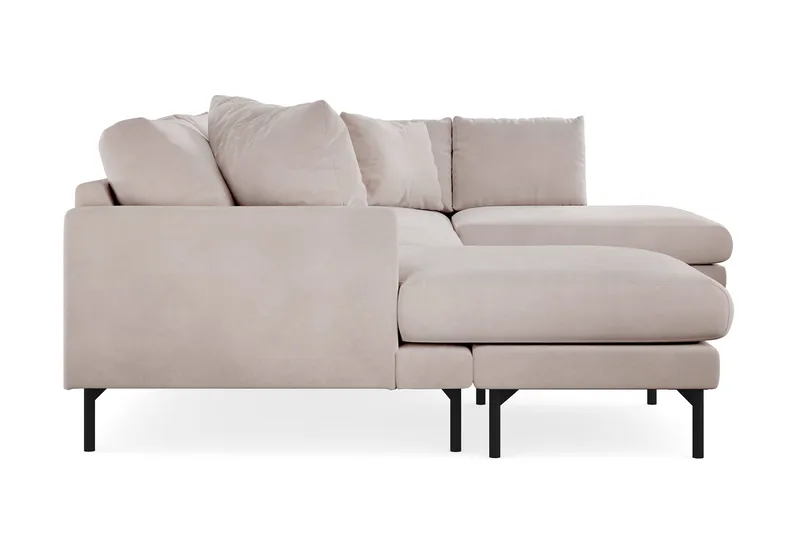 Menard 4-seters Høyrevendt Stor U-formet Dyp Sofa med Divan og Sjeselong i Fløyel - Beige - Møbler - Sofaer - Sofaer med sjeselong - 4 seters sofa med divan