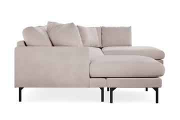 Menard 4-seters Høyrevendt Stor U-formet Dyp Sofa med Divan og Sjeselong i Fløyel - Beige - Møbler - Sofaer - Sofaer med sjeselong - 4 seters sofa med divan