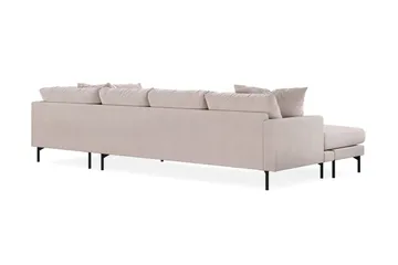 Menard 4-seters Høyrevendt Stor U-formet Dyp Sofa med Divan og Sjeselong i Fløyel - Beige - Møbler - Sofaer - Sofaer med sjeselong - 4 seters sofa med divan