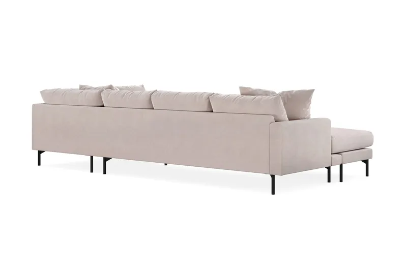 Menard 4-seters Høyrevendt Stor U-formet Dyp Sofa med Divan og Sjeselong i Fløyel - Beige - Møbler - Sofaer - Sofaer med sjeselong - 4 seters sofa med divan