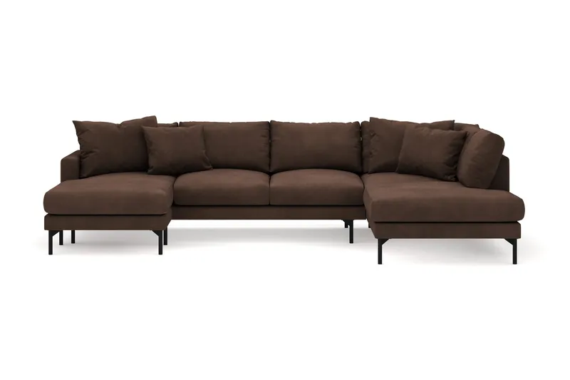 Menard 4-seters Høyrevendt Stor U-formet Dyp Sofa med Divan og Sjeselong i Manchester - Brun - Møbler - Sofaer - Sofaer med sjeselong - 4 seters sofa med divan