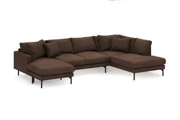 Menard 4-seters Høyrevendt Stor U-formet Dyp Sofa med Divan og Sjeselong i Manchester - Brun - Møbler - Sofaer - Sofaer med sjeselong - 4 seters sofa med divan