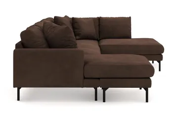 Menard 4-seters Høyrevendt Stor U-formet Dyp Sofa med Divan og Sjeselong i Manchester - Brun - Møbler - Sofaer - Sofaer med sjeselong - 4 seters sofa med divan
