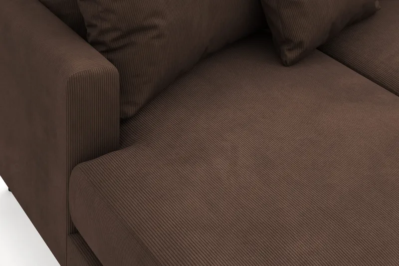 Menard 4-seters Høyrevendt Stor U-formet Dyp Sofa med Divan og Sjeselong i Manchester - Brun - Møbler - Sofaer - Sofaer med sjeselong - 4 seters sofa med divan