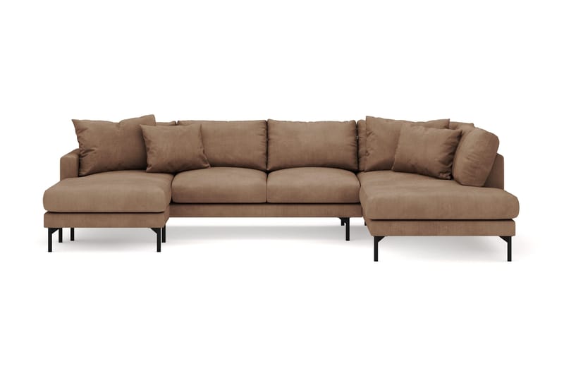 Menard 4-seters Høyrevendt Stor U-formet Dyp Sofa med Divan og Sjeselong i Manchester - Brun - Møbler - Sofaer - Sofaer med sjeselong - 4 seters sofa med divan