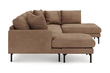 Menard 4-seters Høyrevendt Stor U-formet Dyp Sofa med Divan og Sjeselong i Manchester - Brun - Møbler - Sofaer - Sofaer med sjeselong - 4 seters sofa med divan