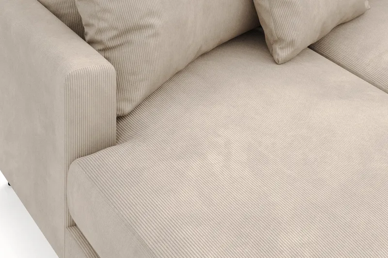 Menard 4-seters Høyrevendt Stor U-formet Dyp Sofa med Divan og Sjeselong i Manchester - Greige - Møbler - Sofaer - Sofaer med sjeselong - 4 seters sofa med divan