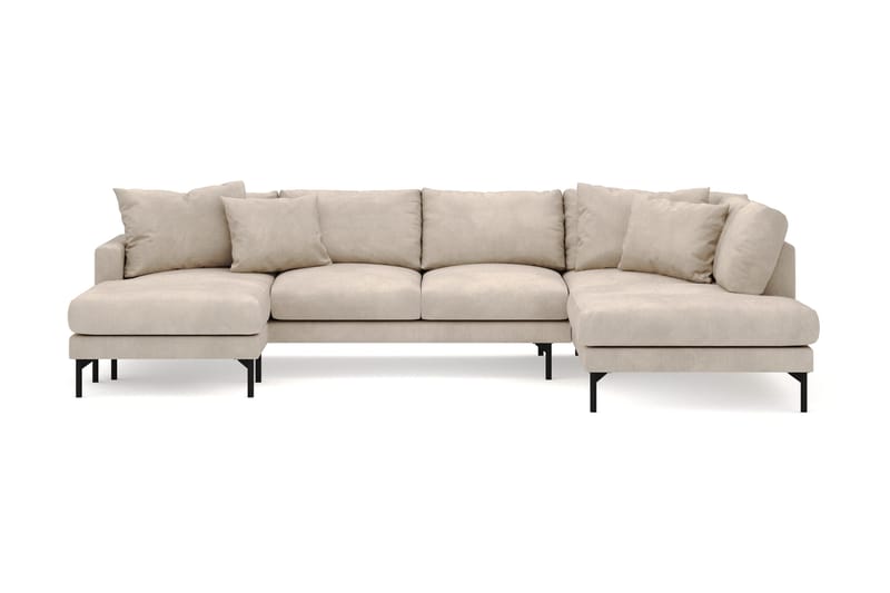 Menard 4-seters Høyrevendt Stor U-formet Dyp Sofa med Divan og Sjeselong i Manchester - Greige - Møbler - Sofaer - Sofaer med sjeselong - 4 seters sofa med divan