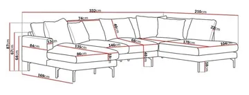 Menard 4-seters Høyrevendt Stor U-formet Dyp Sofa med Divan og Sjeselong i Manchester - Greige - Møbler - Sofaer - Sofaer med sjeselong - 4 seters sofa med divan