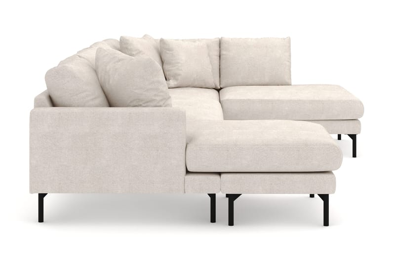 Menard 4-seters Høyrevendt Stor U-formet Dyp Sofa med Divan og Sjeselong i Stoff - Beige - Møbler - Sofaer - Sofaer med sjeselong - 4 seters sofa med divan